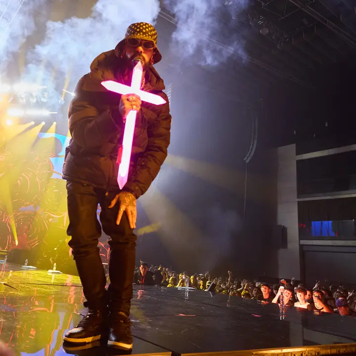 Concierto del cantante y compositor puertorriqueño de reguetón y trap latino Anuel AA en el pabellón Navarra Arena de Pamplona dentro de su gira Europe Tour 2025. IÑIGO ALZUGARAY