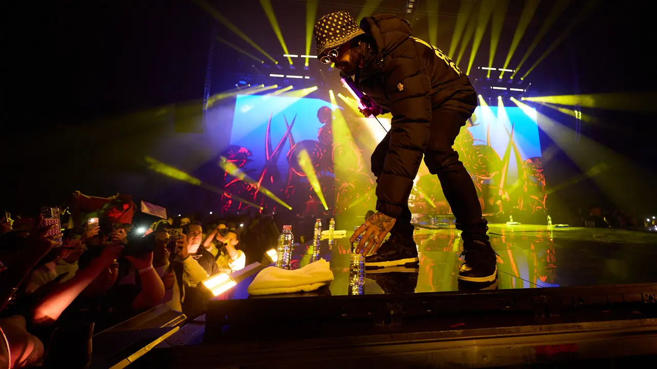Concierto del cantante y compositor puertorriqueño de reguetón y trap latino Anuel AA en el pabellón Navarra Arena de Pamplona dentro de su gira Europe Tour 2025. IÑIGO ALZUGARAY