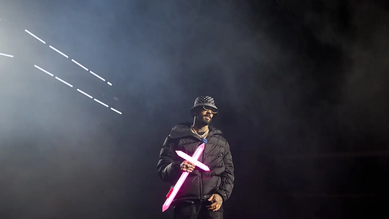 Concierto del cantante y compositor puertorriqueño de reguetón y trap latino Anuel AA en el pabellón Navarra Arena de Pamplona dentro de su gira Europe Tour 2025. IÑIGO ALZUGARAY