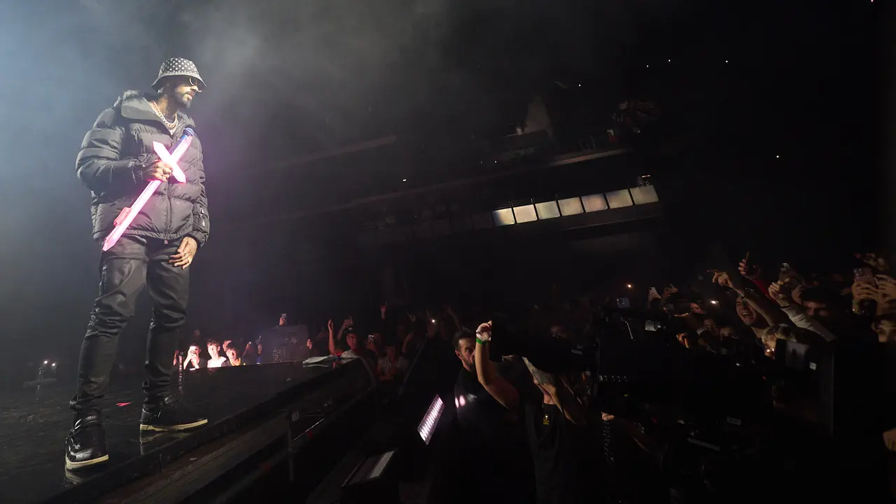Concierto del cantante y compositor puertorriqueño de reguetón y trap latino Anuel AA en el pabellón Navarra Arena de Pamplona dentro de su gira Europe Tour 2025. IÑIGO ALZUGARAY
