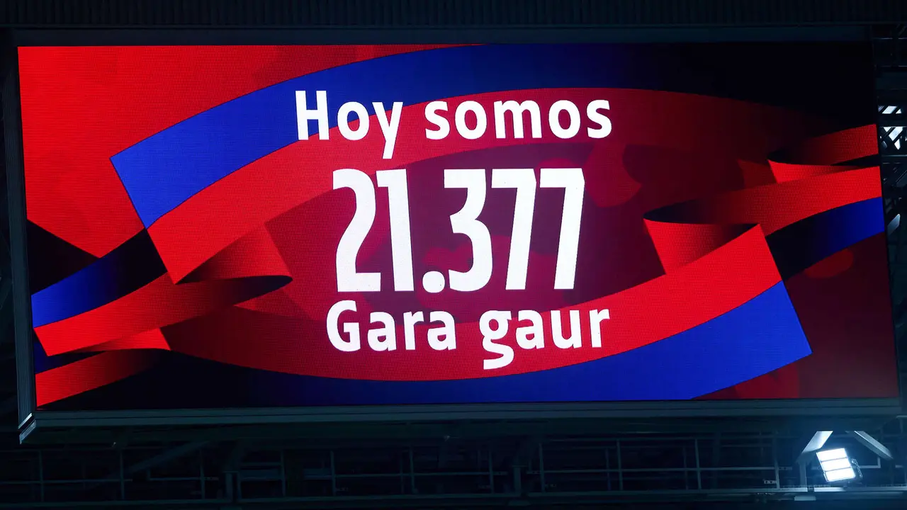 La grada del estadio de El Sadar durante el partido de La Liga EA Sports entre CA Osasuna y Real Sociedad disputado en Pamplona. IÑIGO ALZUGARAY