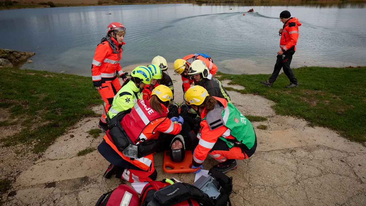Simulacro de un accidente aéreo en Noáin. GOBIERNO DE NAVARRA