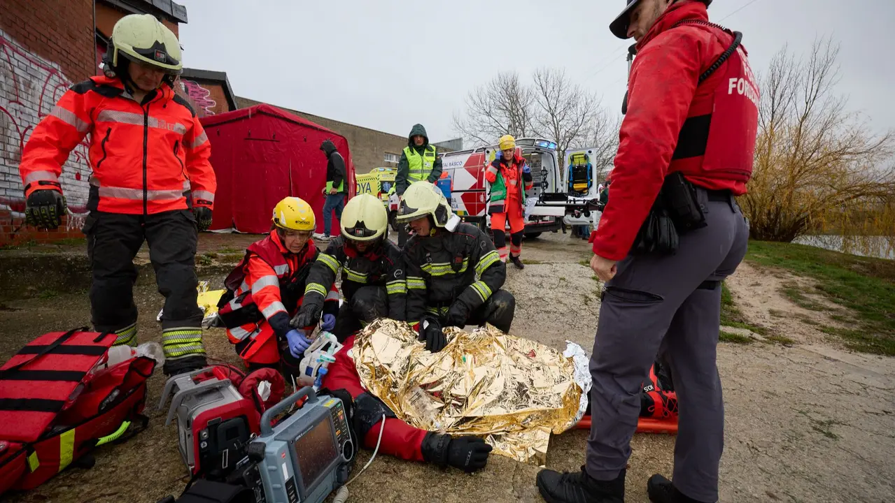 Simulacro de un accidente aéreo en Noáin. GOBIERNO DE NAVARRA