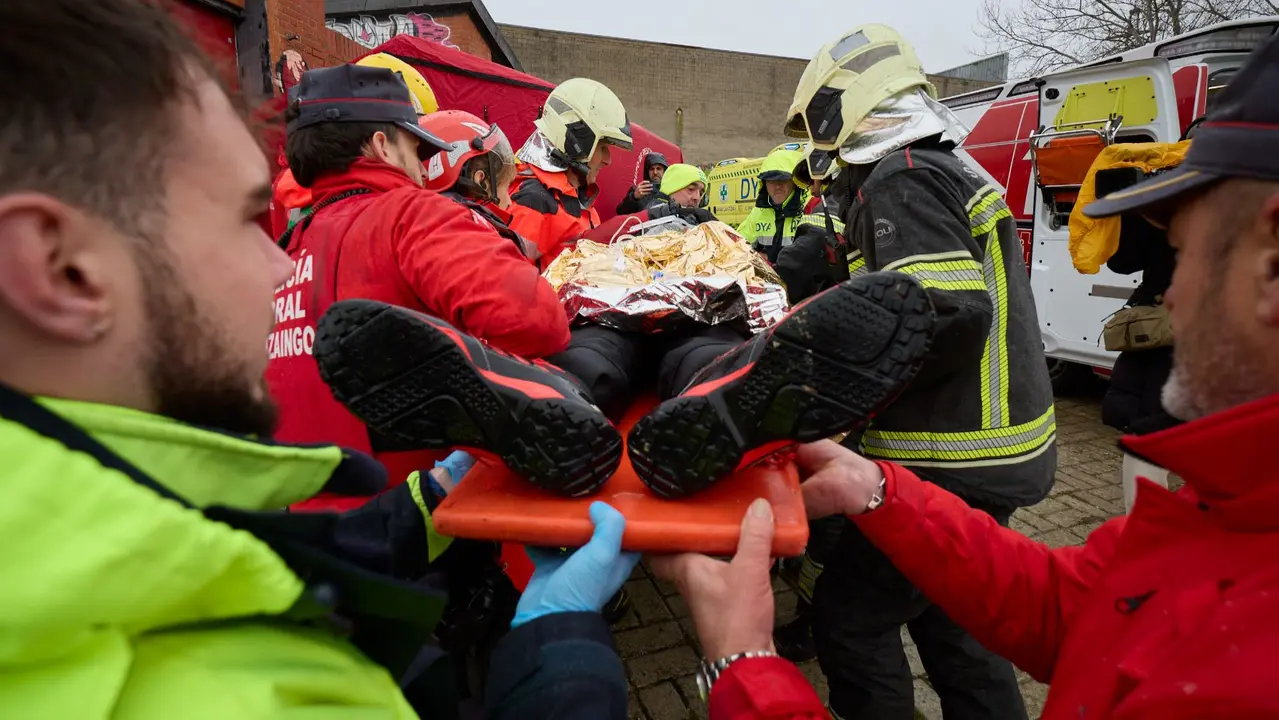 Simulacro de un accidente aéreo en Noáin. GOBIERNO DE NAVARRA