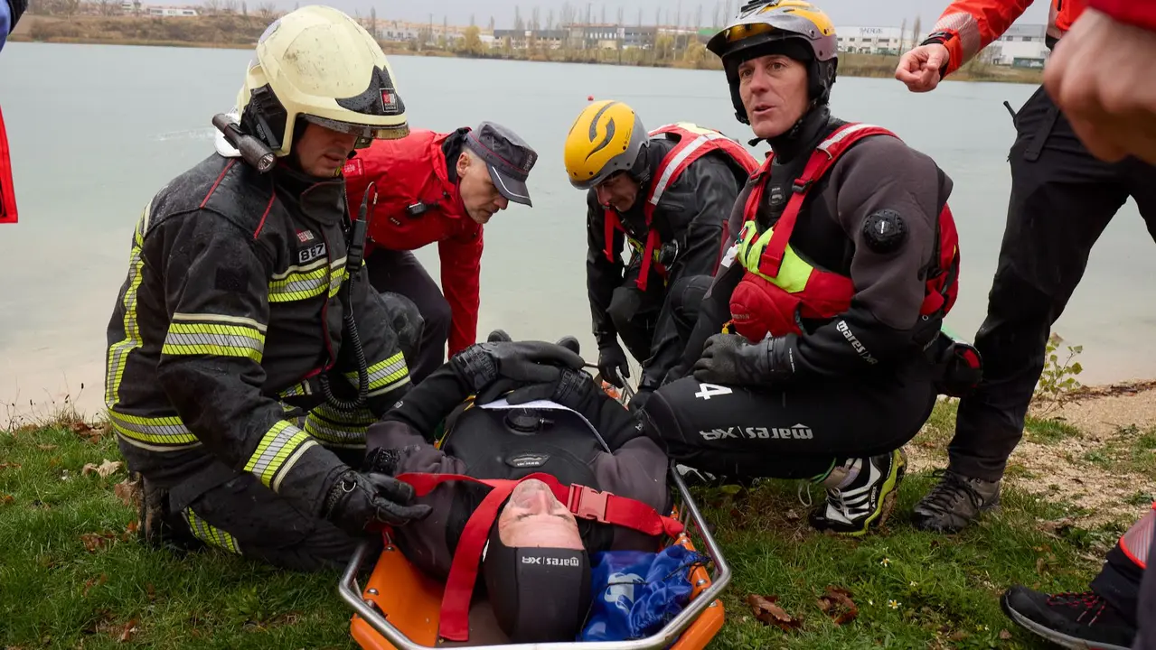 Simulacro de un accidente aéreo en Noáin. GOBIERNO DE NAVARRA