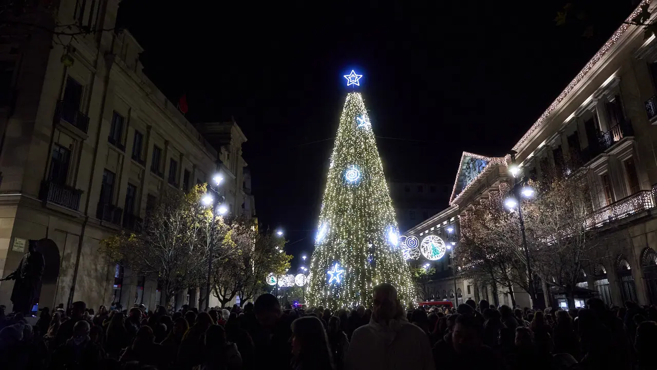 Encendido de las luces navideñas en Pamplona. IÑIGO ALZUGARAY