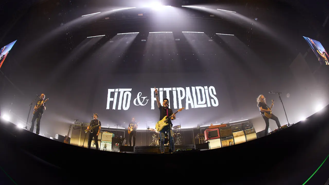 Concierto de Fito & Fitipaldis en el pabellón Navarra Arena dentro de su gira Aullidos Tour que sirve de presentación de su nuevo disco El monte de los aullidos. IÑIGO ALZUGARAY