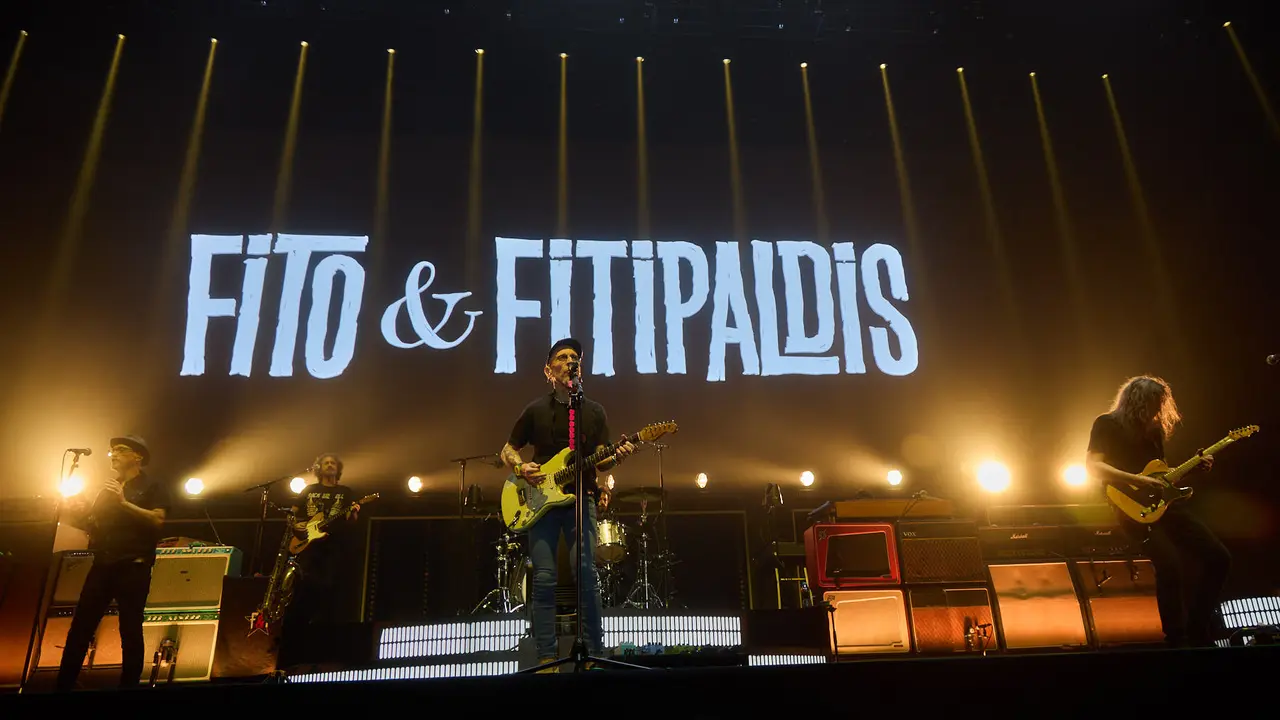 Concierto de Fito & Fitipaldis en el pabellón Navarra Arena dentro de su gira Aullidos Tour que sirve de presentación de su nuevo disco El monte de los aullidos. IÑIGO ALZUGARAY