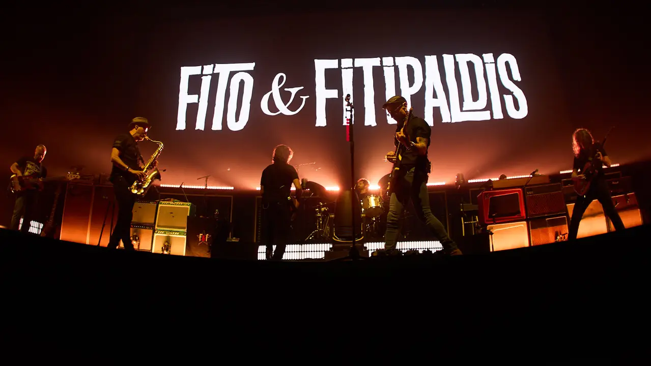 Concierto de Fito & Fitipaldis en el pabellón Navarra Arena dentro de su gira Aullidos Tour que sirve de presentación de su nuevo disco El monte de los aullidos. IÑIGO ALZUGARAY