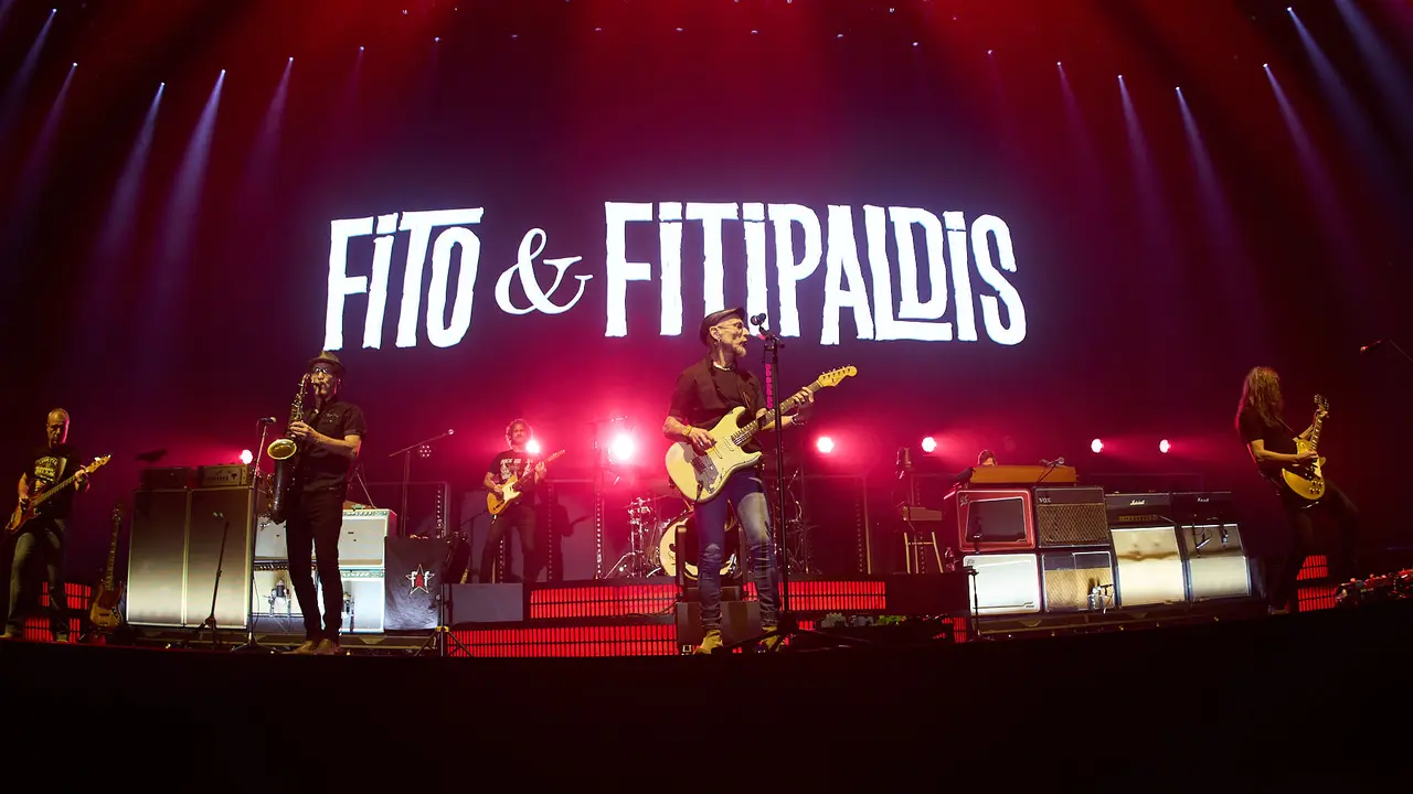 Concierto de Fito & Fitipaldis en el pabellón Navarra Arena dentro de su gira Aullidos Tour que sirve de presentación de su nuevo disco El monte de los aullidos. IÑIGO ALZUGARAY