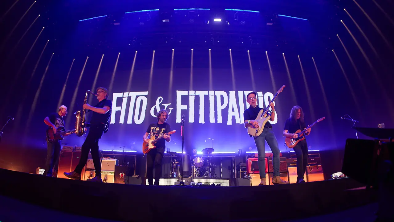 Concierto de Fito & Fitipaldis en el pabellón Navarra Arena dentro de su gira Aullidos Tour que sirve de presentación de su nuevo disco El monte de los aullidos. IÑIGO ALZUGARAY