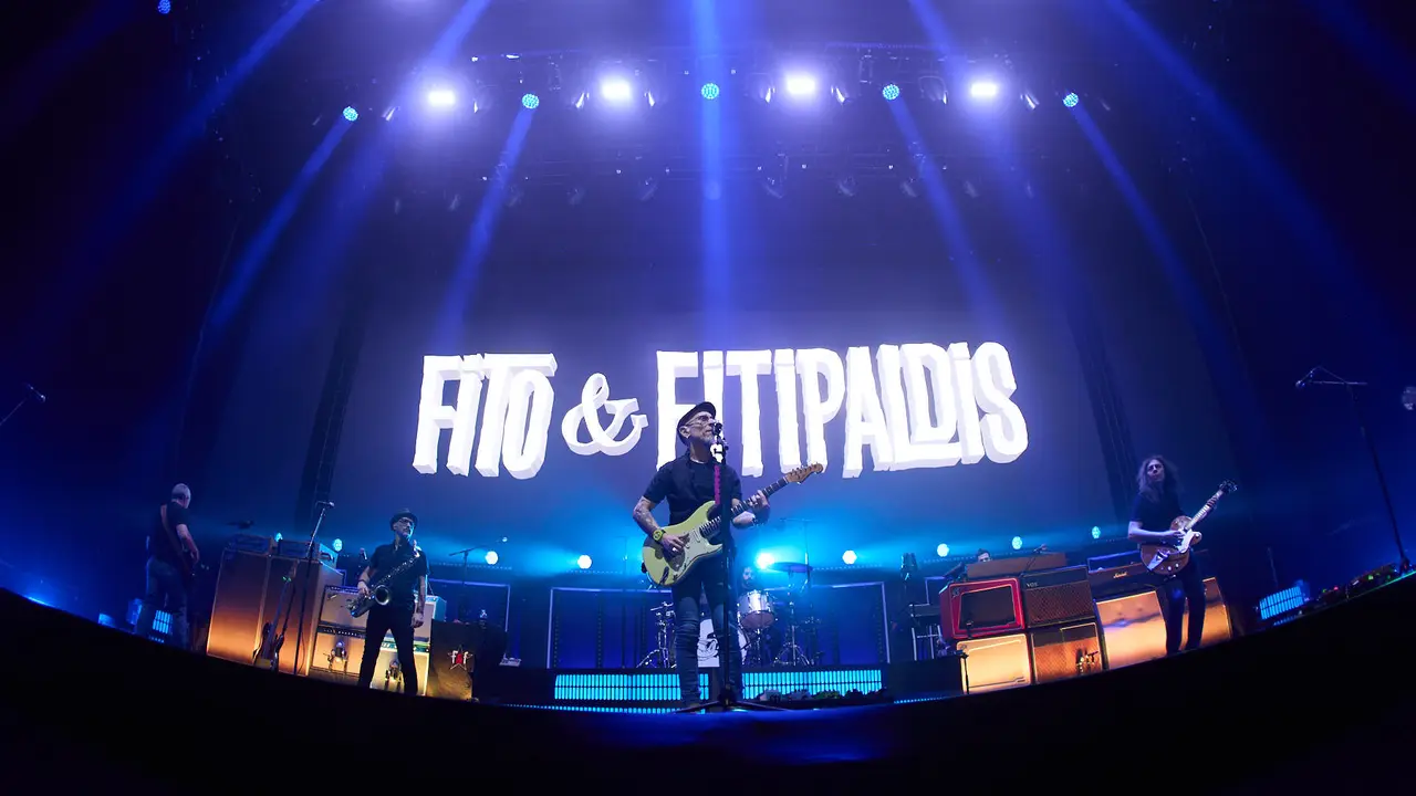 Concierto de Fito & Fitipaldis en el pabellón Navarra Arena dentro de su gira Aullidos Tour que sirve de presentación de su nuevo disco El monte de los aullidos. IÑIGO ALZUGARAY