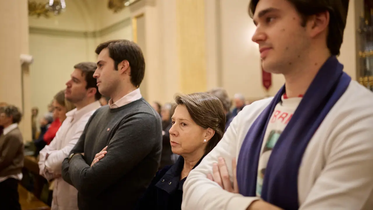 Primer pelda&ntilde;o de la tradicional escalerica de San Ferm&iacute;n 2026. PABLO LASAOSA