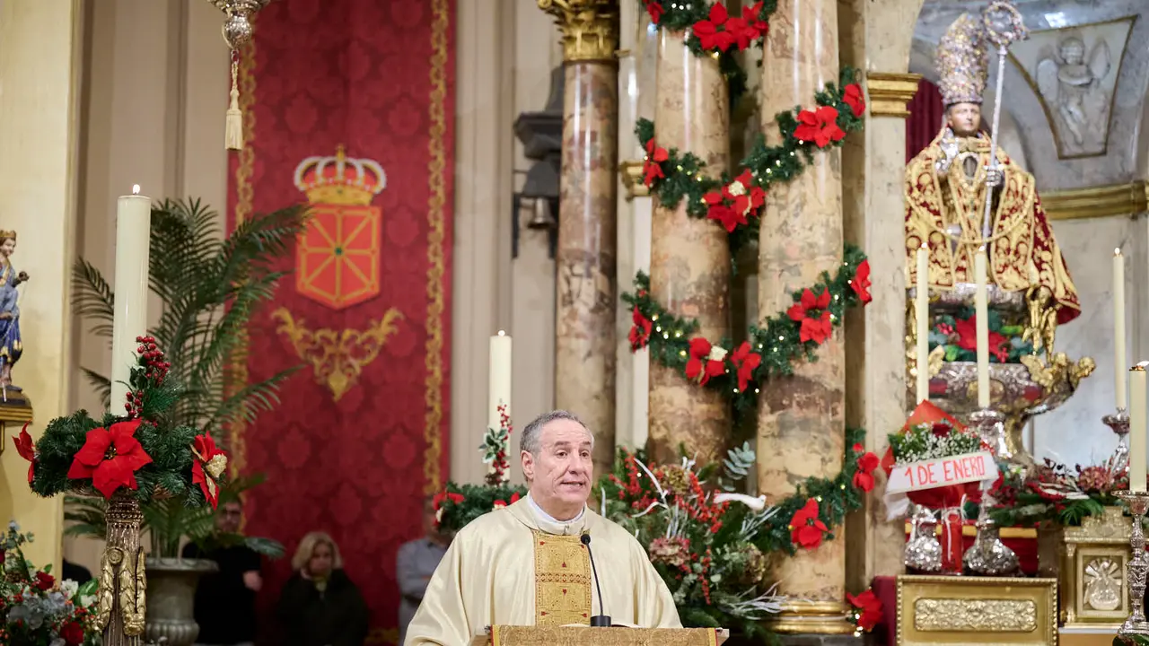 Primer pelda&ntilde;o de la tradicional escalerica de San Ferm&iacute;n 2026. PABLO LASAOSA