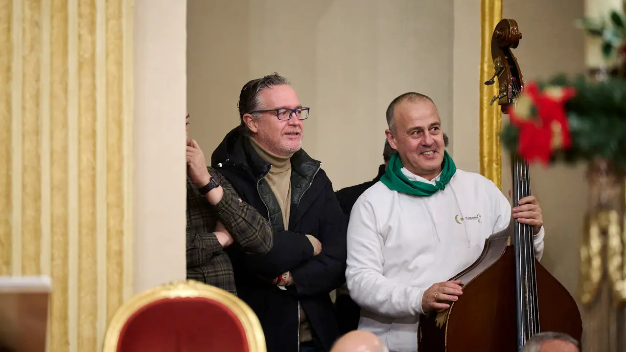 Primer pelda&ntilde;o de la tradicional escalerica de San Ferm&iacute;n 2026. PABLO LASAOSA