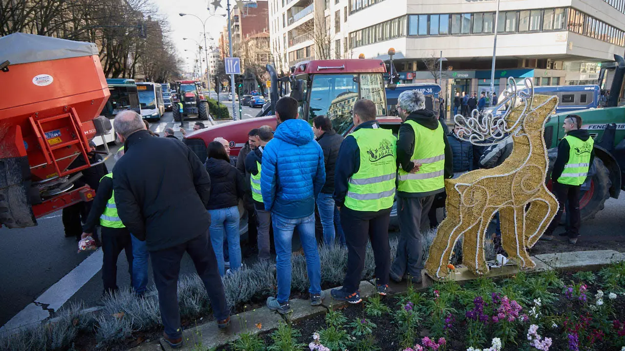 Tractorada en Pamplona contra las pol&iacute;ticas europeas del sector primario y en rechazo al acuerdo de Mercosur. I&Ntilde;IGO ALZUGARAY
