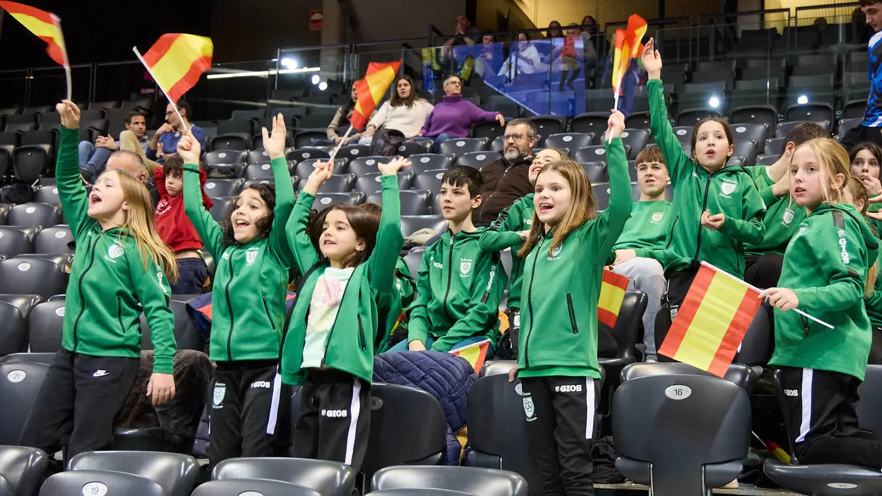 Partido de balonmano entre Espa&ntilde;a y Eslovaquia en el pabell&oacute;n Navarra Arena de Pamplona. I&Ntilde;IGO ALZUGARAY
