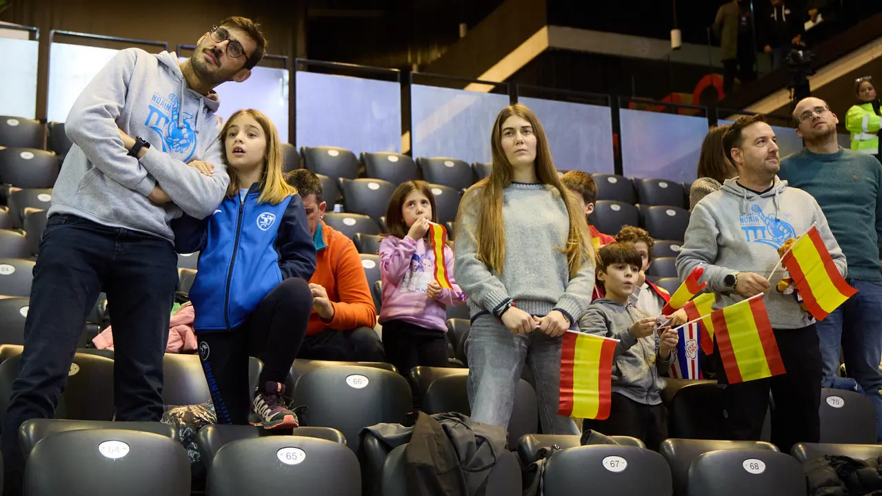 Partido de balonmano entre Espa&ntilde;a y Eslovaquia en el pabell&oacute;n Navarra Arena de Pamplona. I&Ntilde;IGO ALZUGARAY