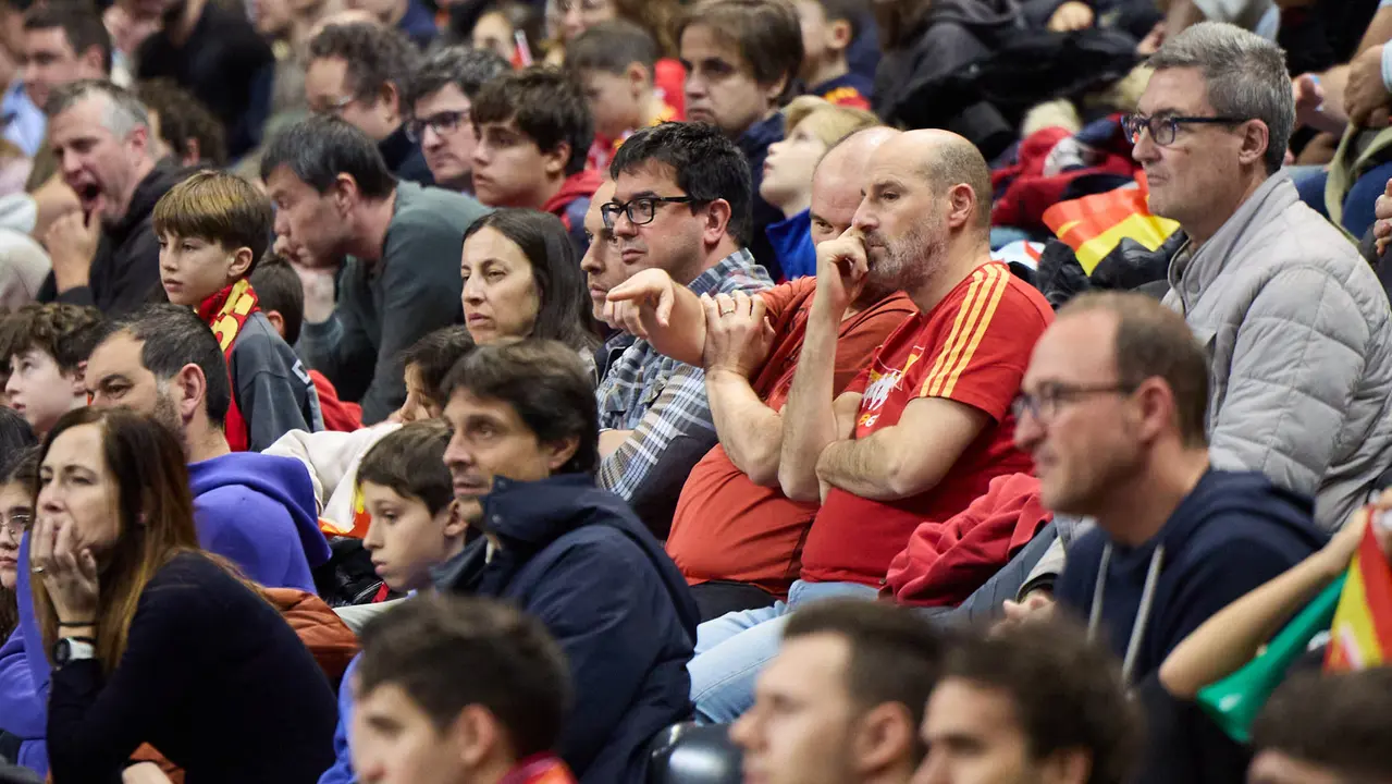Partido de balonmano entre Espa&ntilde;a y Eslovaquia en el pabell&oacute;n Navarra Arena de Pamplona. I&Ntilde;IGO ALZUGARAY