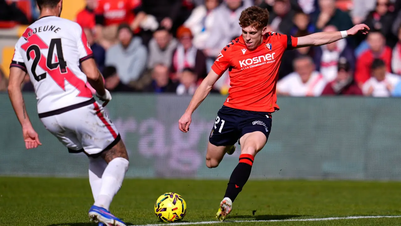Victoria de Osasuna en el campo del Rayo Vallecano. EUROPA PRESS