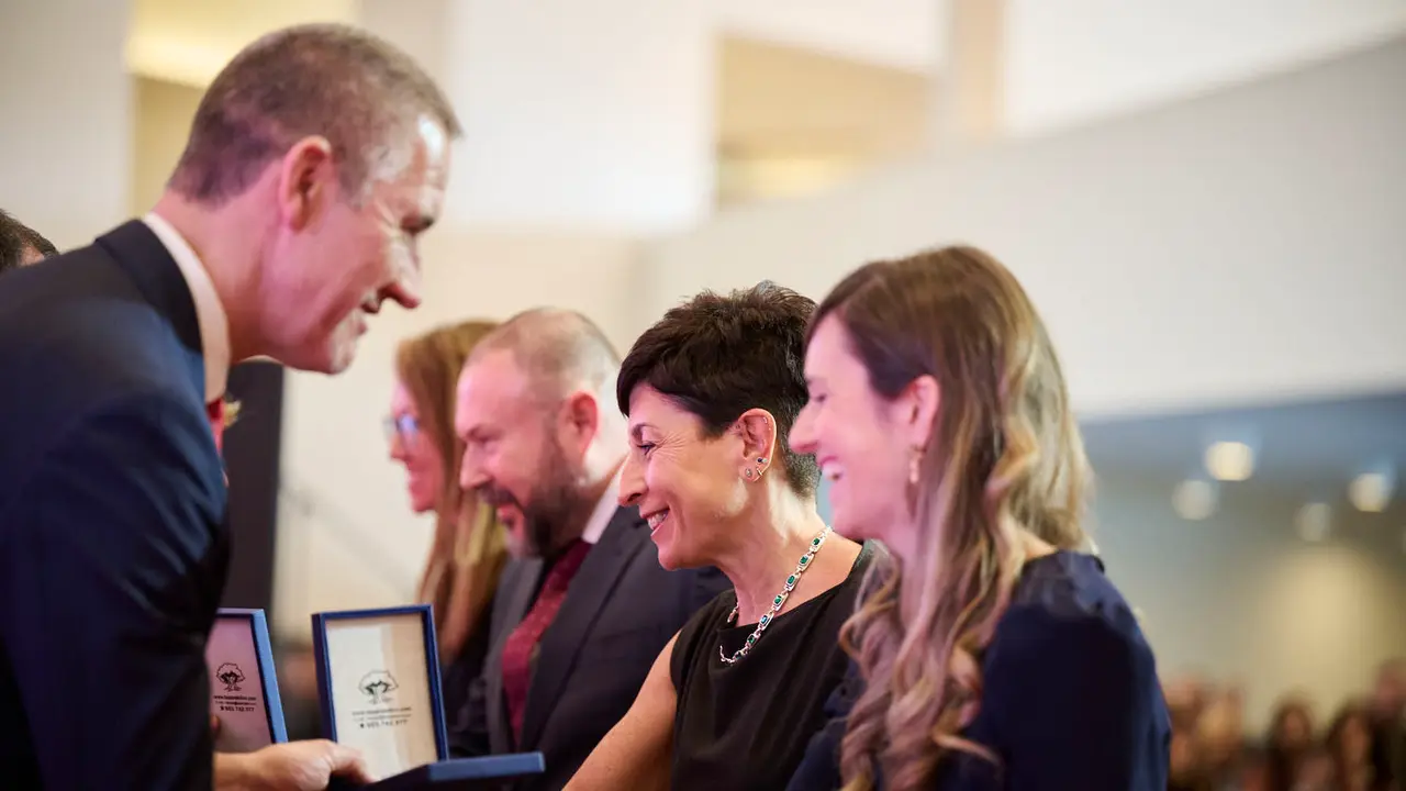 La presidenta de Navarra, Mar&iacute;a Chivite, preside el acto central del d&iacute;a del patr&oacute;n de la Polic&iacute;a Foral. PABLO LASAOSA