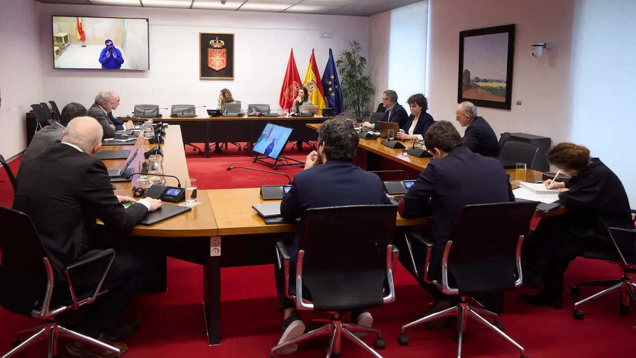 Comisi&oacute;n de investigaci&oacute;n sobre licitaci&oacute;n y adjudicaci&oacute;n de obras p&uacute;blicas del Gobierno de Navarra con la comparecencia de Koldo Garc&iacute;a por videoconferencia desde la prisi&oacute;n de Soto del Real. I&Ntilde;IGO ALZUGARAY