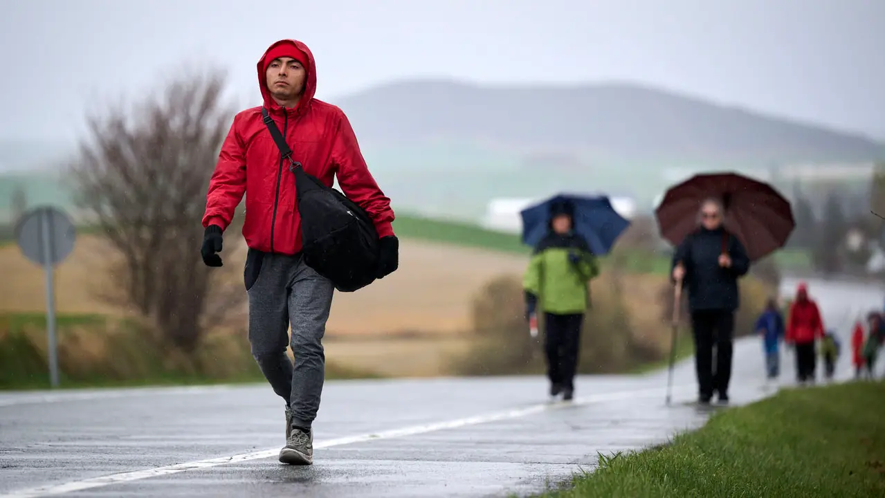 Miles de personas peregrinan a Javier durante la segunda Javierada de 2026. PABLO LASAOSA