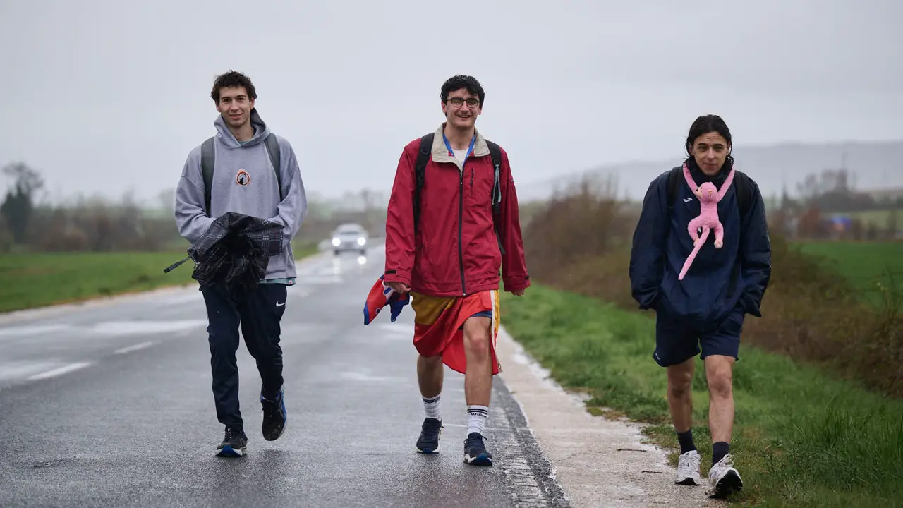 Miles de personas peregrinan a Javier durante la segunda Javierada de 2026. PABLO LASAOSA