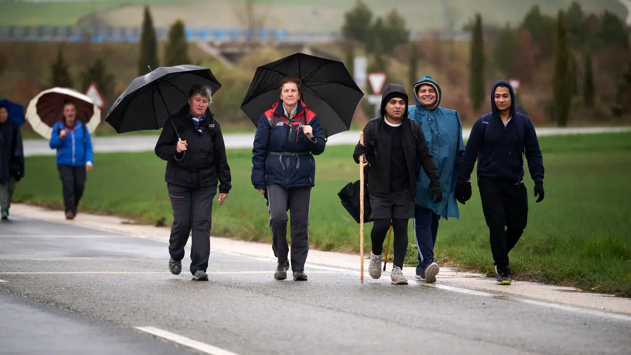 Miles de personas peregrinan a Javier durante la segunda Javierada de 2026. PABLO LASAOSA