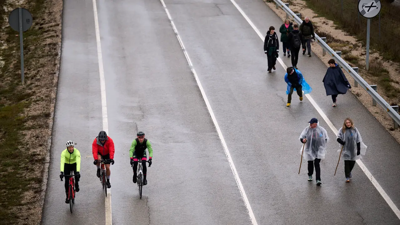 Miles de personas peregrinan a Javier durante la segunda Javierada de 2026. PABLO LASAOSA