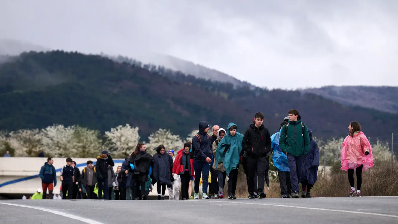Miles de personas peregrinan a Javier durante la segunda Javierada de 2026. PABLO LASAOSA