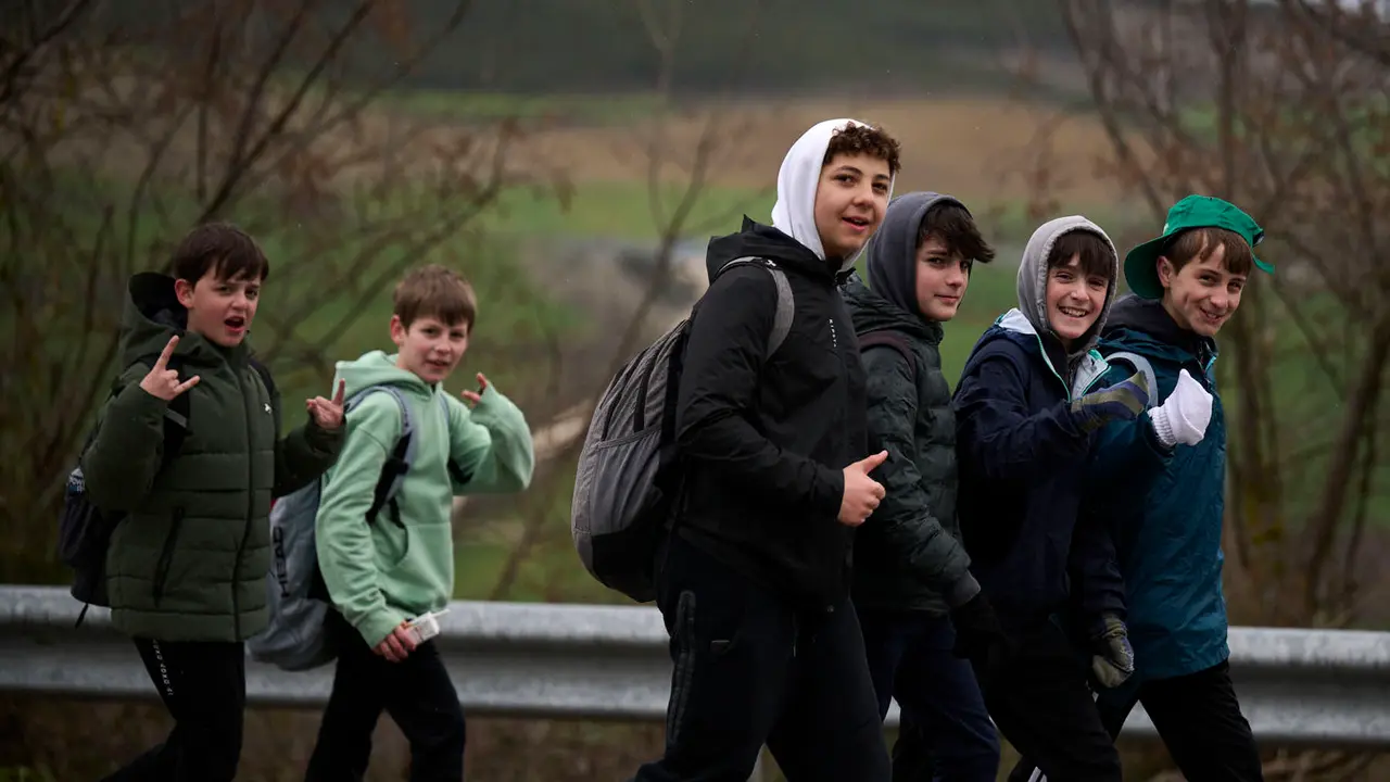 Miles de personas peregrinan a Javier durante la segunda Javierada de 2026. PABLO LASAOSA