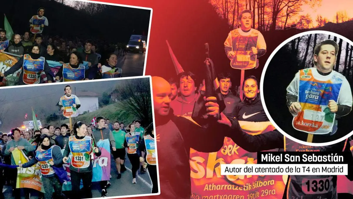 Fotos del etarras Mikel San Sabasti&aacute;n a su paso por Lesaka durante la Korrika de 2026.