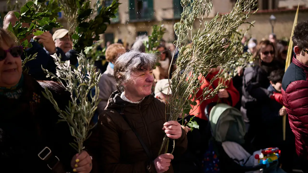 Procesi&oacute;n y bendici&oacute;n de ramos y palmas durante el Domingo de Ramos 2026. PABLO LASAOSA