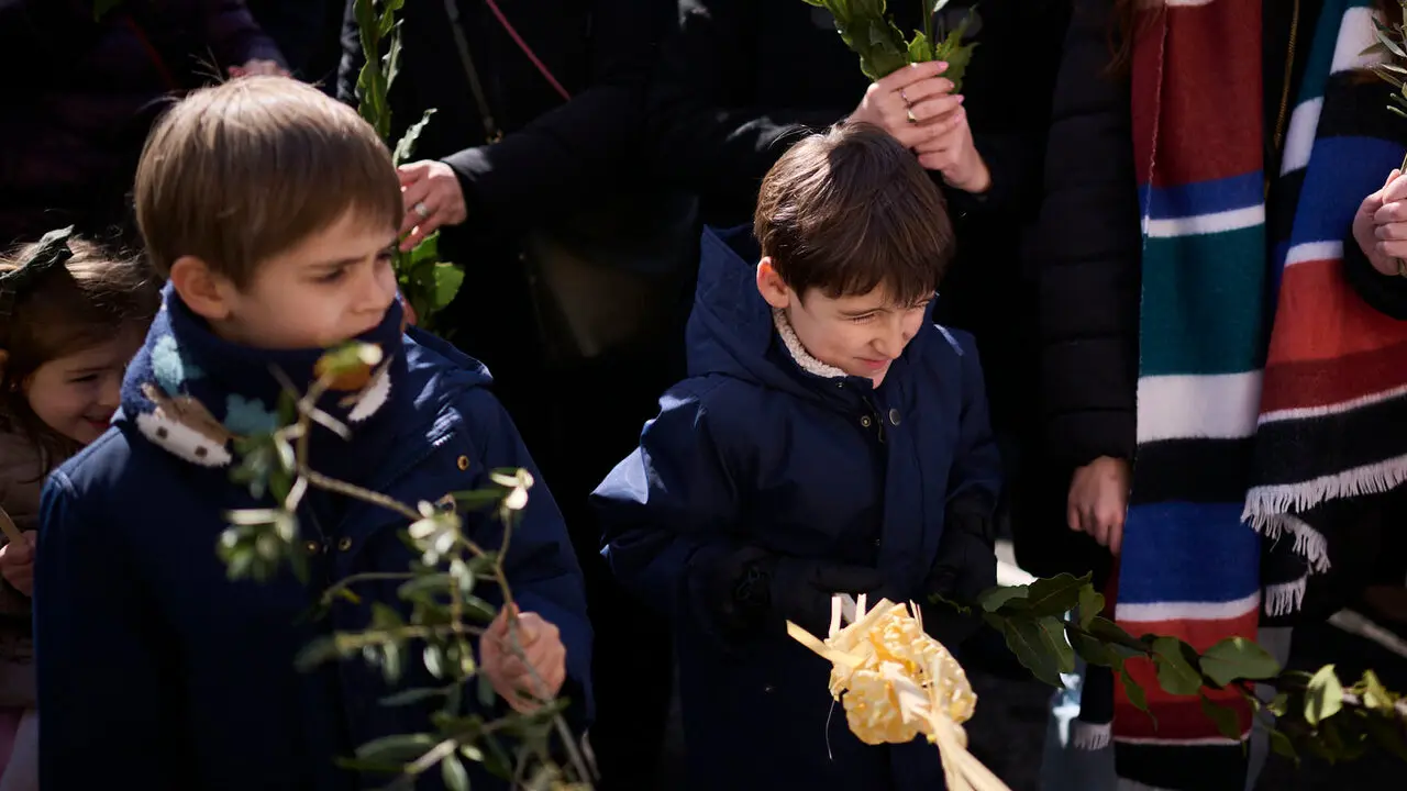Procesi&oacute;n y bendici&oacute;n de ramos y palmas durante el Domingo de Ramos 2026. PABLO LASAOSA