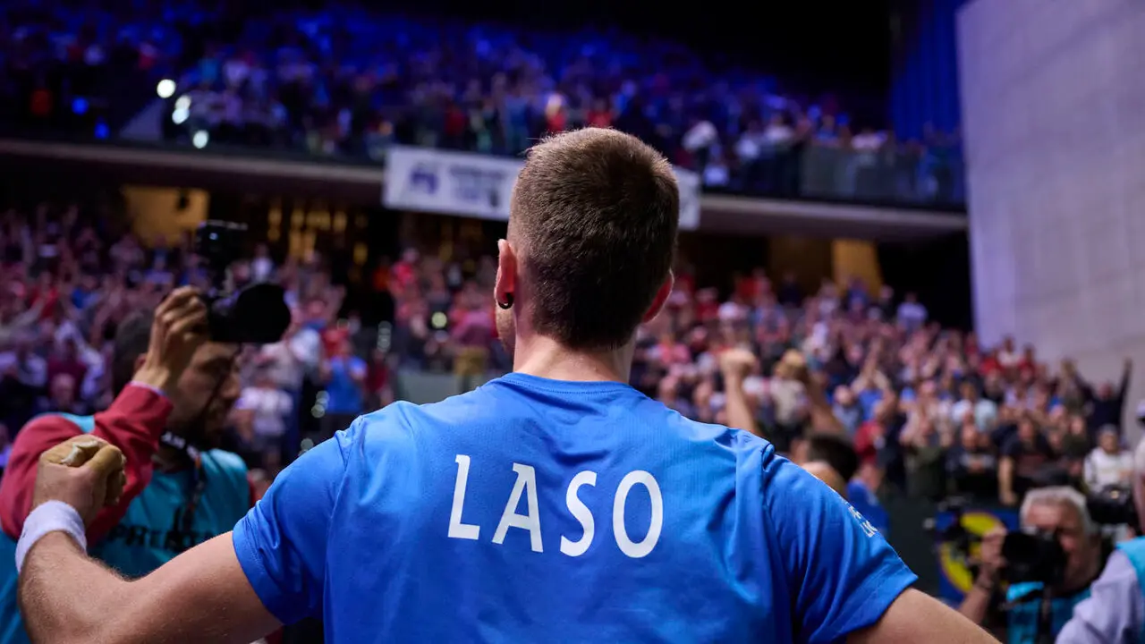 Final del XVI Campeonato de Parejas entre Altuna III-Ezkurdia y Laso-Albisu en el front&oacute;n del Navarra Arena. PABLO LASAOSA