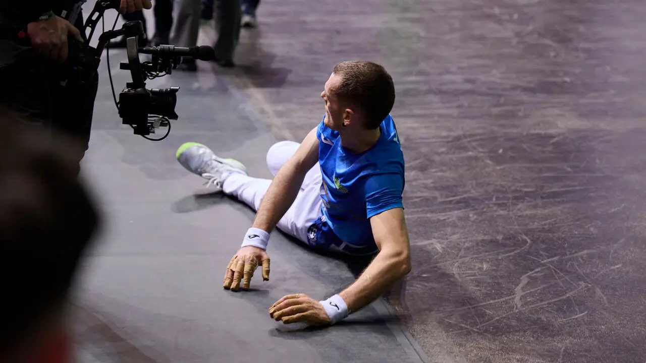 Final del XVI Campeonato de Parejas entre Altuna III-Ezkurdia y Laso-Albisu en el front&oacute;n del Navarra Arena. PABLO LASAOSA