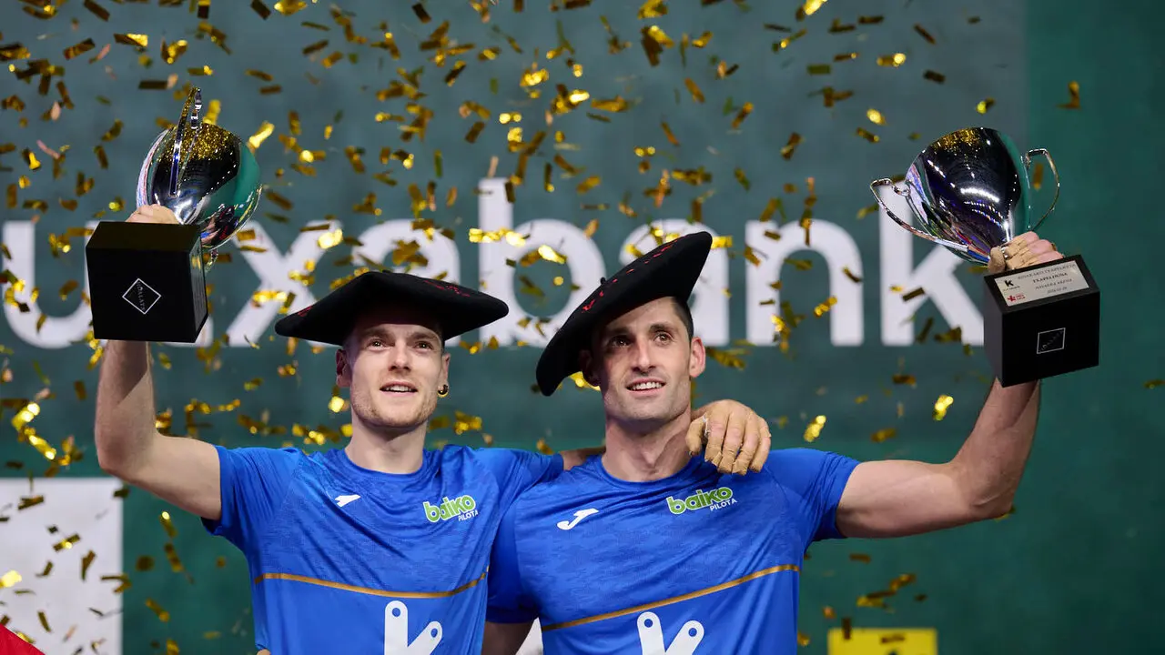 Final del XVI Campeonato de Parejas entre Altuna III-Ezkurdia y Laso-Albisu en el front&oacute;n del Navarra Arena. PABLO LASAOSA