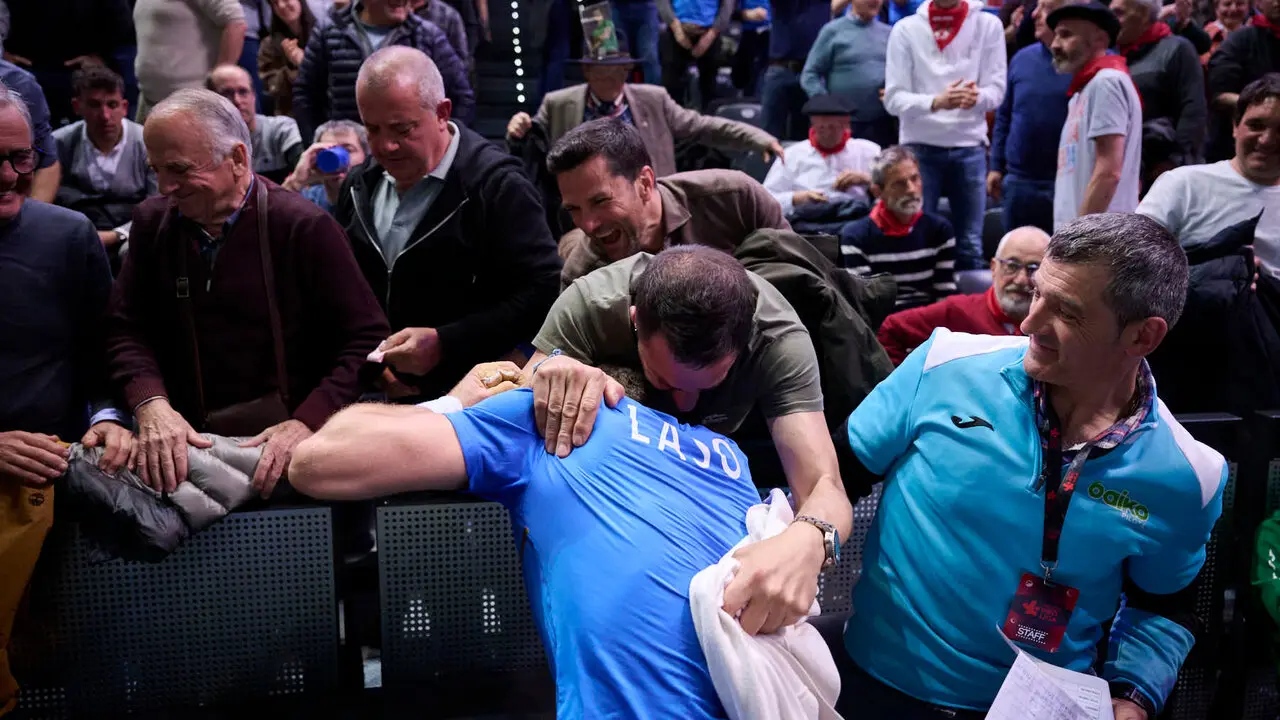 Final del XVI Campeonato de Parejas entre Altuna III-Ezkurdia y Laso-Albisu en el front&oacute;n del Navarra Arena. PABLO LASAOSA