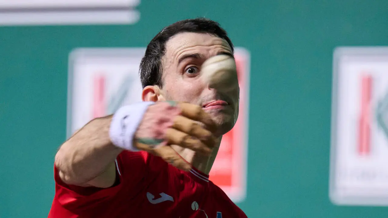 Final del XVI Campeonato de Parejas entre Altuna III-Ezkurdia y Laso-Albisu en el front&oacute;n del Navarra Arena. PABLO LASAOSA