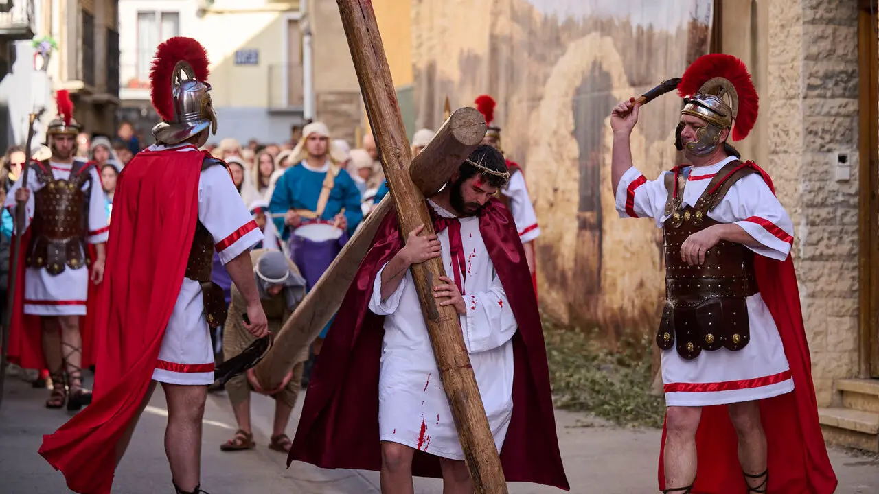 Pasi&oacute;n viviente de Andosilla durante Semana Santa 2026. PABLO LASAOSA