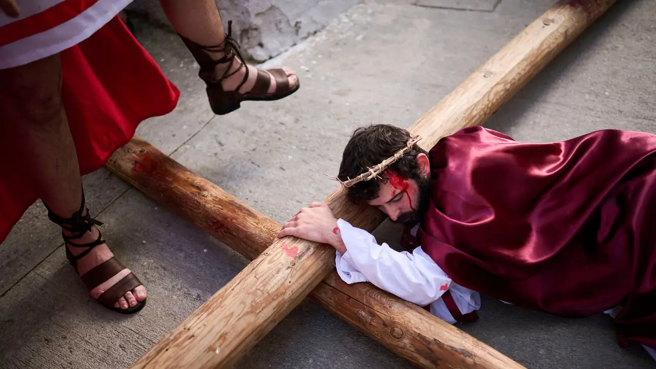 Pasi&oacute;n viviente de Andosilla durante Semana Santa 2026. PABLO LASAOSA