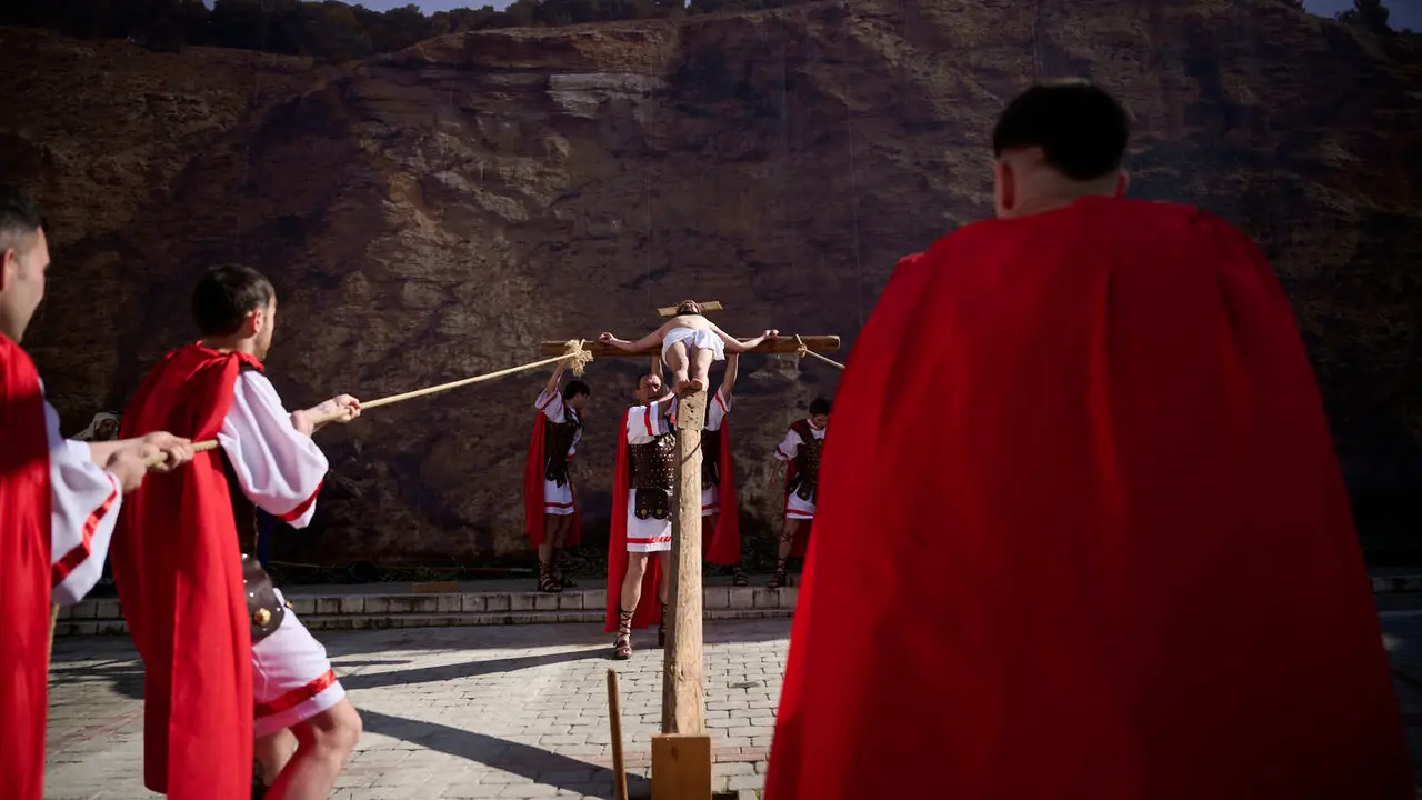 Pasi&oacute;n viviente de Andosilla durante Semana Santa 2026. PABLO LASAOSA