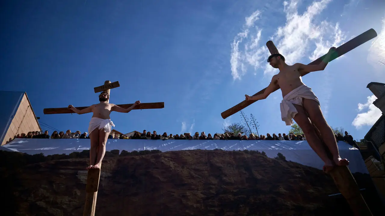 Pasi&oacute;n viviente de Andosilla durante Semana Santa 2026. PABLO LASAOSA