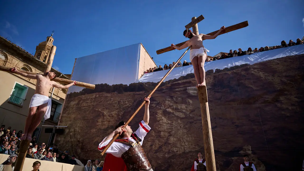 Pasi&oacute;n viviente de Andosilla durante Semana Santa 2026. PABLO LASAOSA