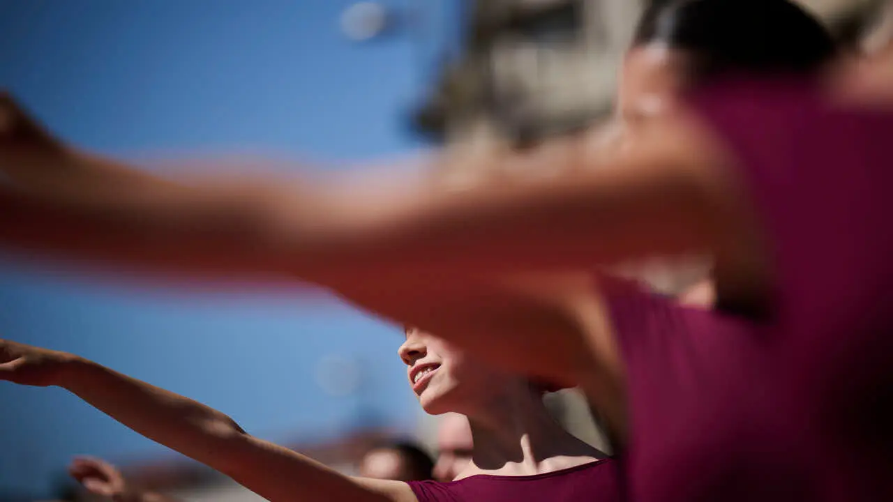 El alumnado de las escuelas que componen la Asociaci&oacute;n Haizea de Navarra realiza una serie de exhibiciones de distintos estilos y niveles para celebrar el D&iacute;a Internacional de la Danza. PABLO LASAOSA