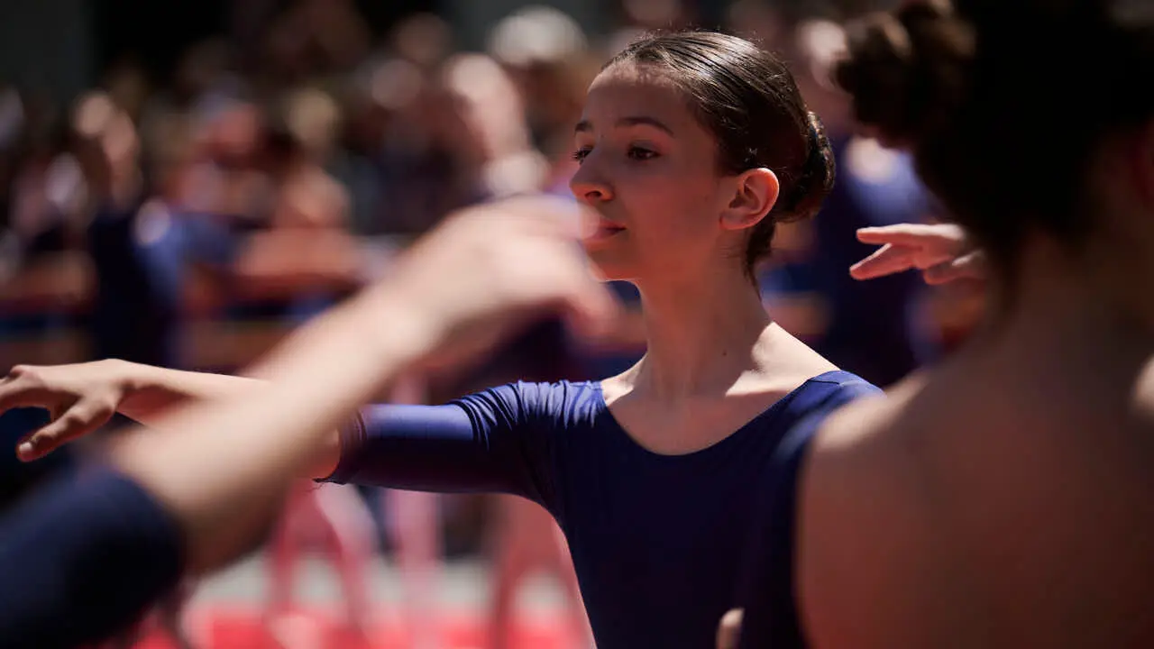 El alumnado de las escuelas que componen la Asociaci&oacute;n Haizea de Navarra realiza una serie de exhibiciones de distintos estilos y niveles para celebrar el D&iacute;a Internacional de la Danza. PABLO LASAOSA
