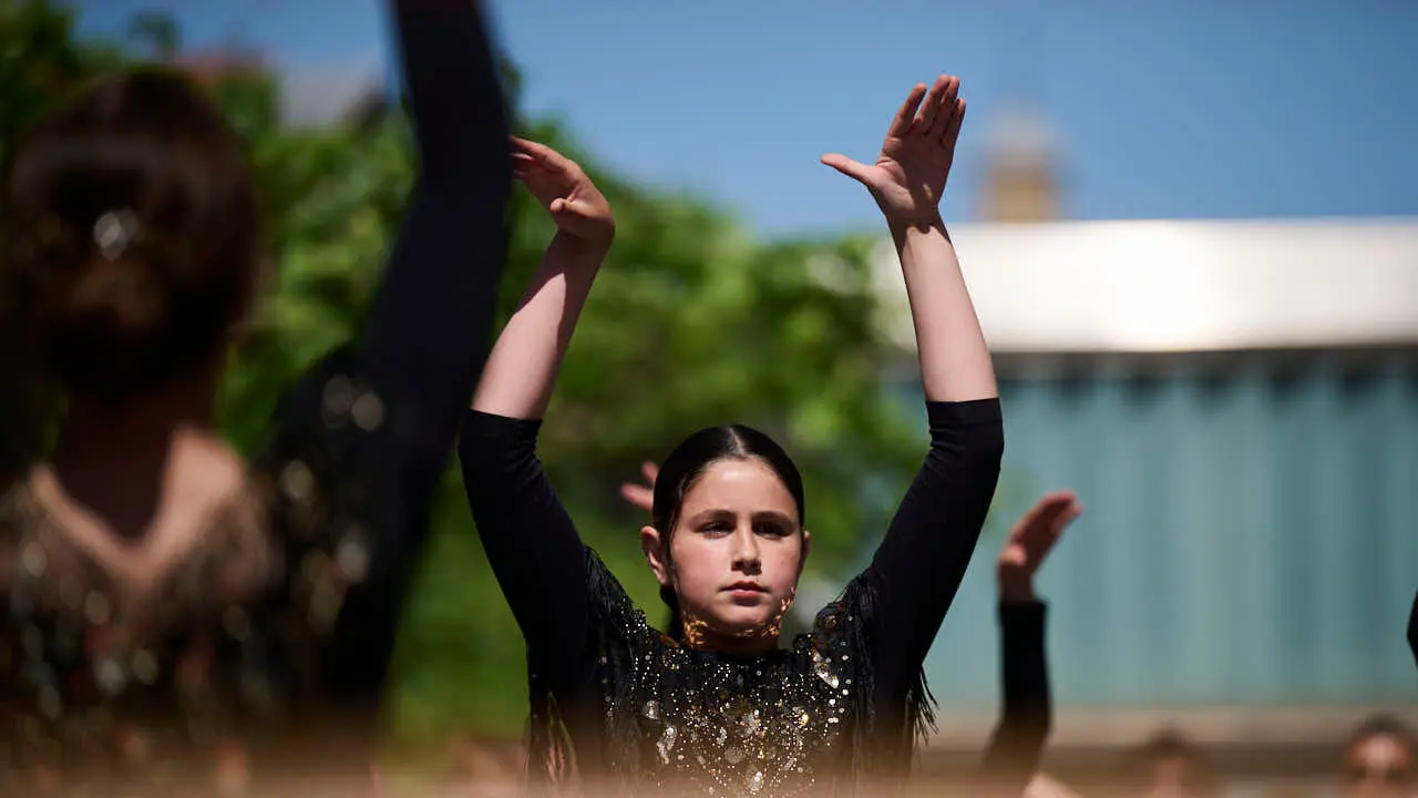 El alumnado de las escuelas que componen la Asociaci&oacute;n Haizea de Navarra realiza una serie de exhibiciones de distintos estilos y niveles para celebrar el D&iacute;a Internacional de la Danza. PABLO LASAOSA