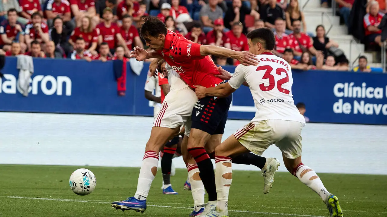 Ante Budimir (17. CA Osasuna) durante el partido de La Liga EA Sports entre CA Osasuna y Sevilla FC disputado en el estadio de El Sadar en Pamplona. I&Ntilde;IGO ALZUGARAY