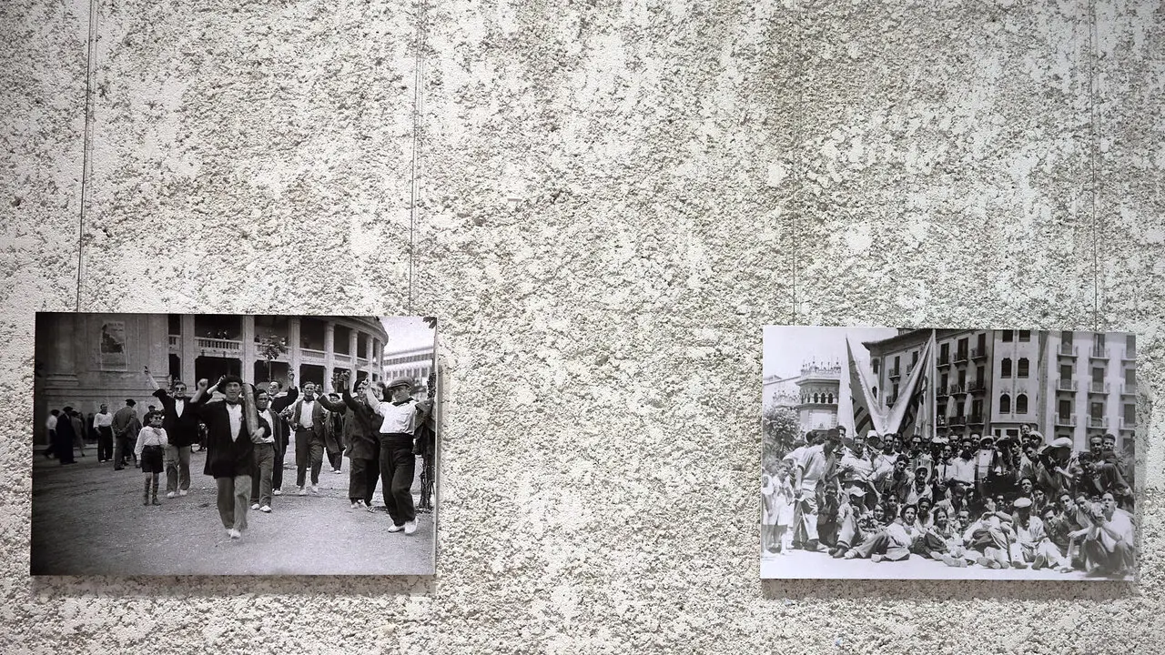 Exposici&oacute;n fotogr&aacute;fica de la Pe&ntilde;a Irrintzi en el Palacio Condestable de Pamplona con motivo de su 75 aniversario. I&Ntilde;IGO ALZUGARAY